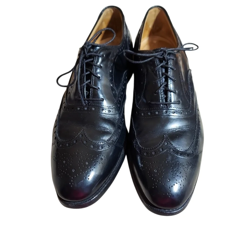 Johnston & Murphy Black Leather Aristocraft Vintage wingtip oxford dress shoes